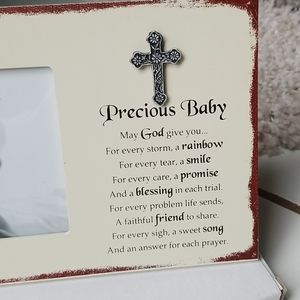 Baptism / New baby frame with cross and prayer
